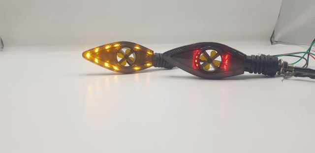 Bike Indicator Fan Running Style With Lava DRL Red - Yellow