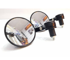 Bar End Rear View Mirror Universal Black Metal