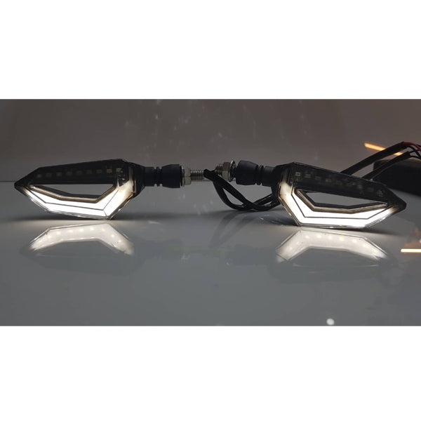 Bike Smoke Lava Indicator Eagle Eye Style White DRL 2 Pcs