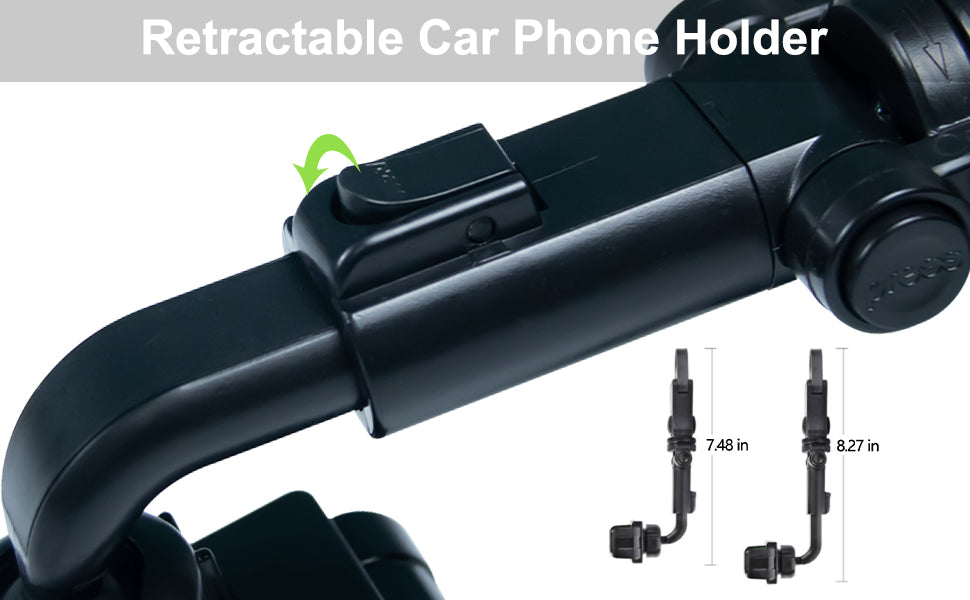 Universal Center Mirror Mobile Holder Hanging Adjustable 360 Degree Rotatable Rear View Mirror Phone Mount Compatible with 3-7.2 Inch Phones