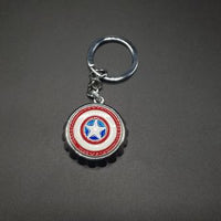 Captain America Bottle Cap Style Metal Keychain
