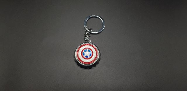 Captain America Bottle Cap Style Metal Keychain