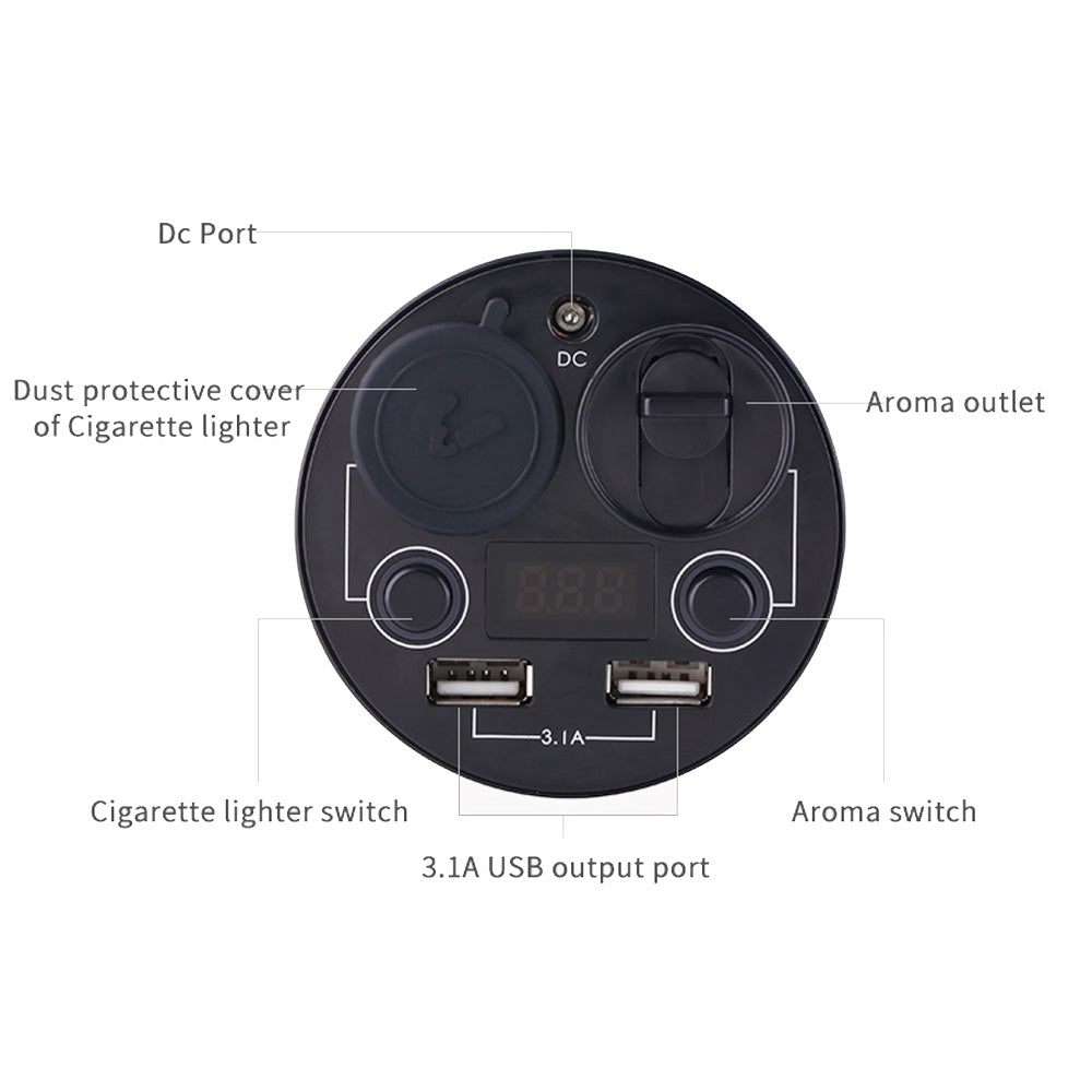 Car Aroma Diffuser Humidifier Cup Holder Charger