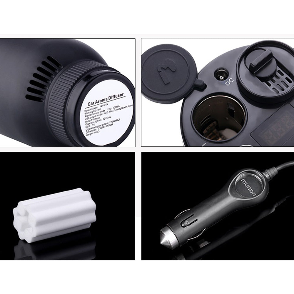 Car Aroma Diffuser Humidifier Cup Holder Charger