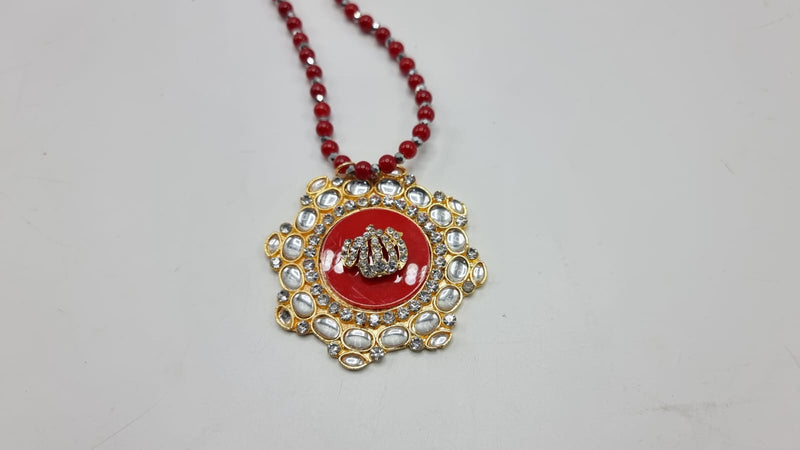Car Center View Mirror Gold Metal Plated Crystal Hanging Decoration Pendant Red Ism ALLAH