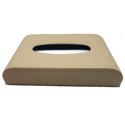 Car Dashboard Tissue Box Luxury PU Leather Box Beige