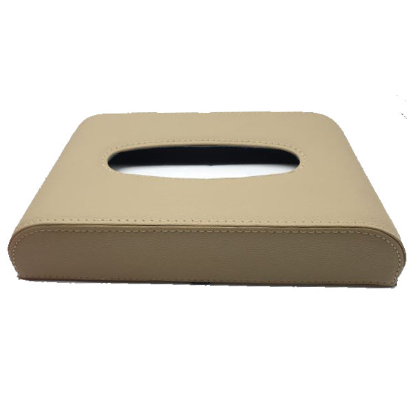 Car Dashboard Tissue Box Luxury PU Leather Box Beige