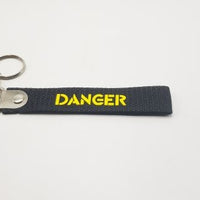 DANGER Black Fabric Keychain
