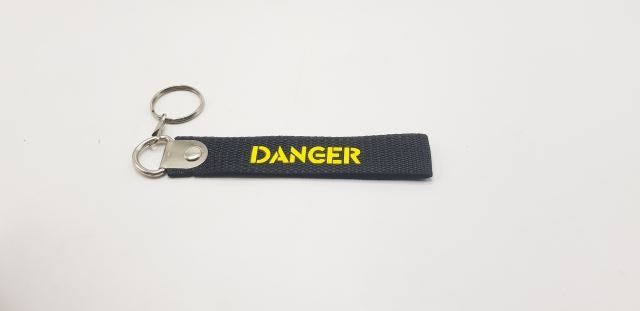 DANGER Black Fabric Keychain