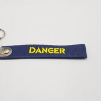 DANGER Blue Fabric Keychain