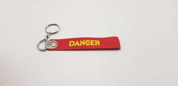 DANGER Red Fabric Keychain