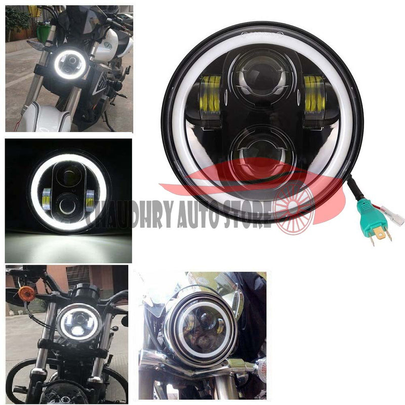 Bike 5.75 inch LED Headlights  Ring Angel Eyes 5.75" Harley Style