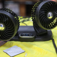Portable USB Fan 360° Double Head Rotating With Adjustale 180° Up Down For  Desktop/ Car / Truck Van USB Controlled 5 Inch Size