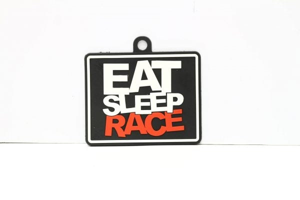 Eat Sleep Race Red Rubber Hanging Tag