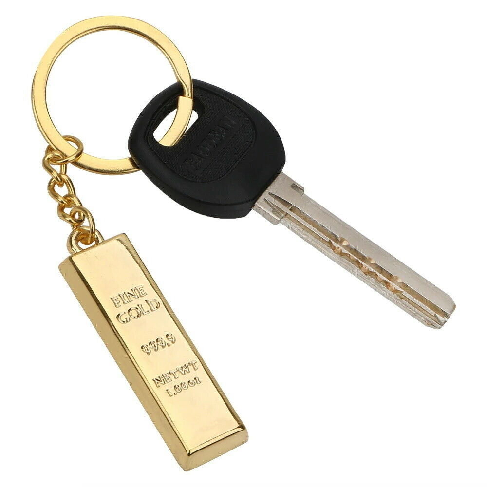 Fine Gold Bar Metal Keychain
