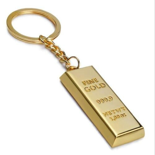 Fine Gold Bar Metal Keychain