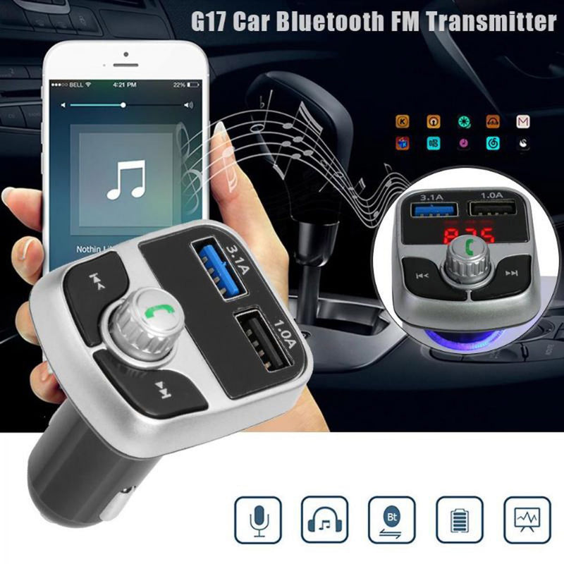 G17 Wireless Bluetooth Hands-free FM Transmitter Dual USB Charger Car Kit