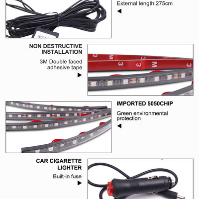 Atmosphere Lamp Kit Bluetooth Phone Control Car Strip Light Flexible