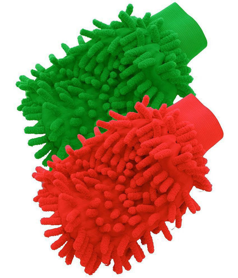 HEMEN Car Microfiber Cleaning dusting Microfiber Wash Mitt Gloves Red 1 Pc