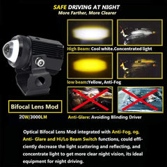 HJG Mini Projector Driving Fog Lights for all Bikes, Cars - Jeep