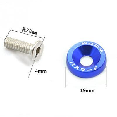 PW JDM Car Modified Hex Fasteners Fender Washer Bumper Engine Concave Screws Blue 10 Pcs M6
