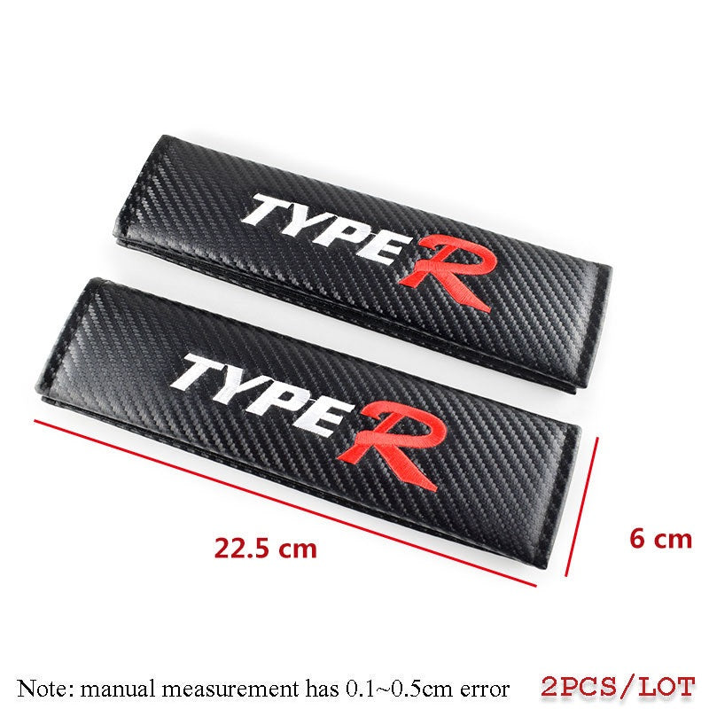 TYPE R Car Seat Belt Shoulder Strap Cover 2 Pcs Set