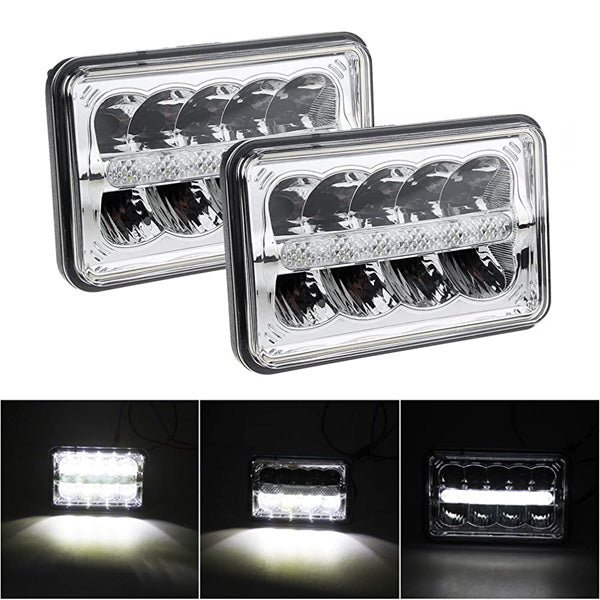 Jeep - Car And Bike Led Headlight 4 x 6 Size Straight DRL Style 1 Pc