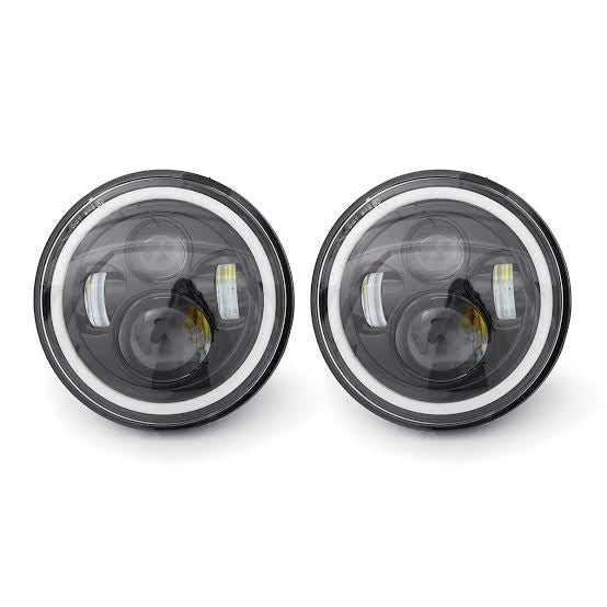 Jeep Headlight 7 Inch with Full DRL Ring Round 2 Pcs Set
