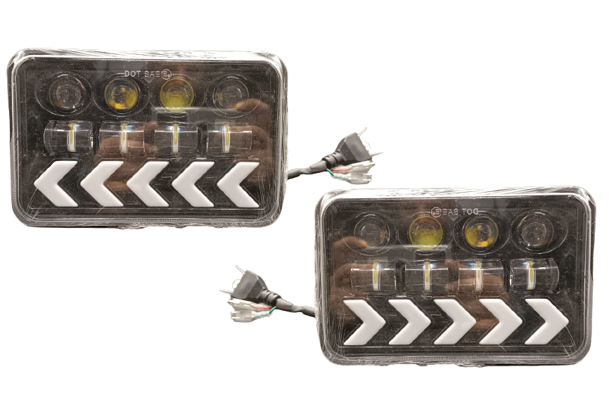 Jeep - Car LED Headlight Signal Style 6x4 Square Beam 75W Hi-Low With Indicator 1 Pc