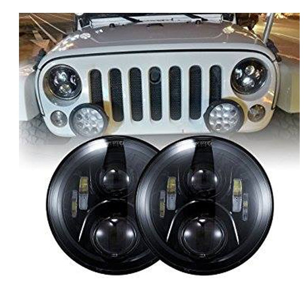 Jeep Headlight 7 Inch Black 2 pcs Set