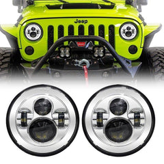 Jeep Headlight 7 Inch Silver 2 pcs Set