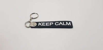 KEEP CALM Black Fabric Keychain