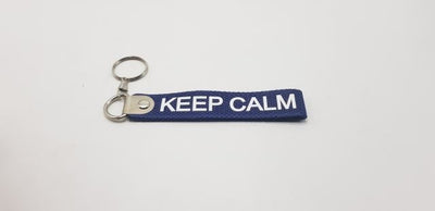 KEEP CALM Blue Fabric Keychain