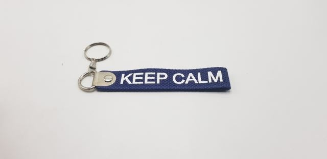 KEEP CALM Blue Fabric Keychain