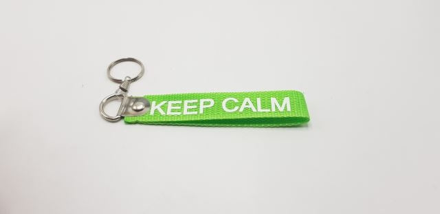 KEEP CALM Green Fabric Keychain