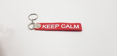 KEEP CALM Red Fabric Keychain