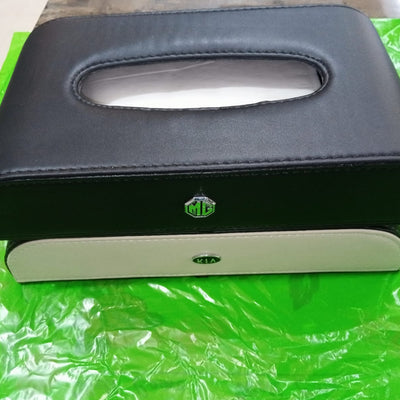 KIA Car Dashboard Tissue Box Luxury PU Leather Box Black & Badge