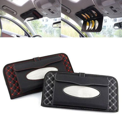 Leather Car Sun Visor CD Holder Clip Organizer Case