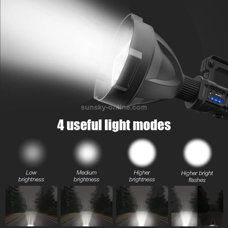 10W Rechargeable Strong LED Flashlight 4-Modes Outdoors Searchlight with Tripod