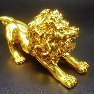 LION Roar Style Sleek Design Gold Decoration Piece