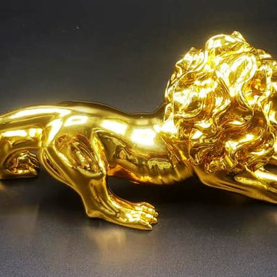 LION Roar Style Sleek Design Gold Decoration Piece