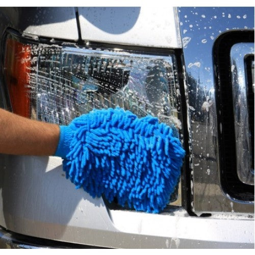 HEMEN Car Microfiber Cleaning dusting Microfiber Wash Mitt Gloves Blue 1 Pc