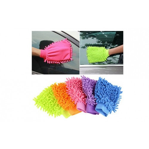 HEMEN Car Microfiber Cleaning dusting Microfiber Wash Mitt Gloves Purple 1 Pc
