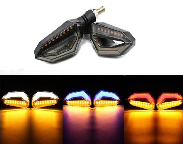 Motorbike Eagle Eye Lava Style LED Turn Signal Indicators 2-Pcs WHITE