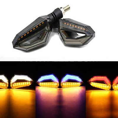 Motorbike Eagle Eye Lava Style LED Turn Signal Indicators 2-Pcs WHITE