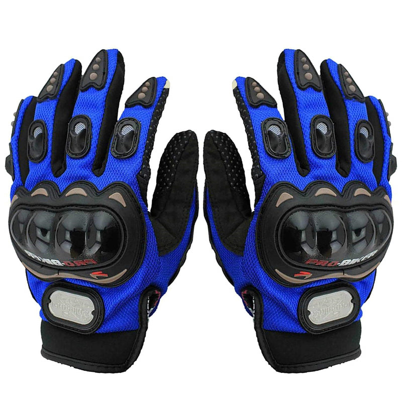 Motorbike Pro-biker Steel Racing Full Finger Mobile Operated Gloves BLUE