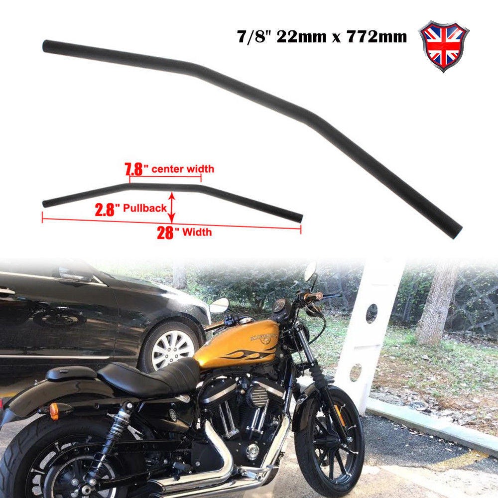 Motorcycle Drag Bars Steel Handlebars 7-8″ 22mm x 772mm For Honda Suzuki Yamaha