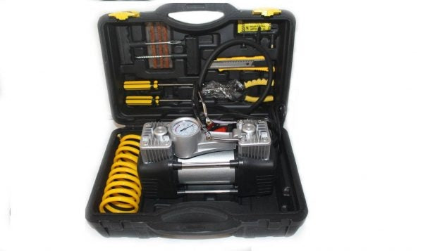 DOUBLE PISTON AIR COMPRESSOR WITH TOOL KIT