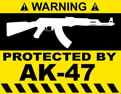 Protected By AK47 Funny Warning Sticker