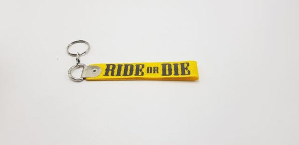 Ride Or Die Yellow Fabric Keychain